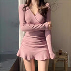 Robe Longue Femme Manches Longues Col V