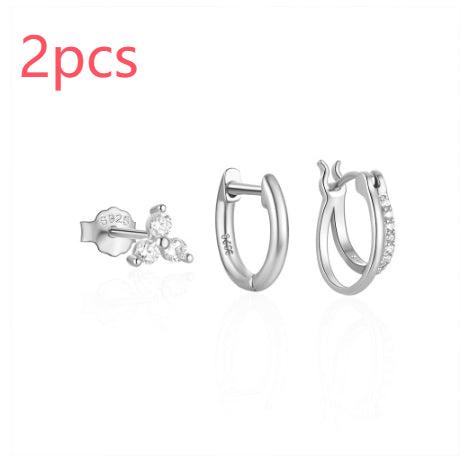 Boucles d'oreilles doubles en zircon pour femmes