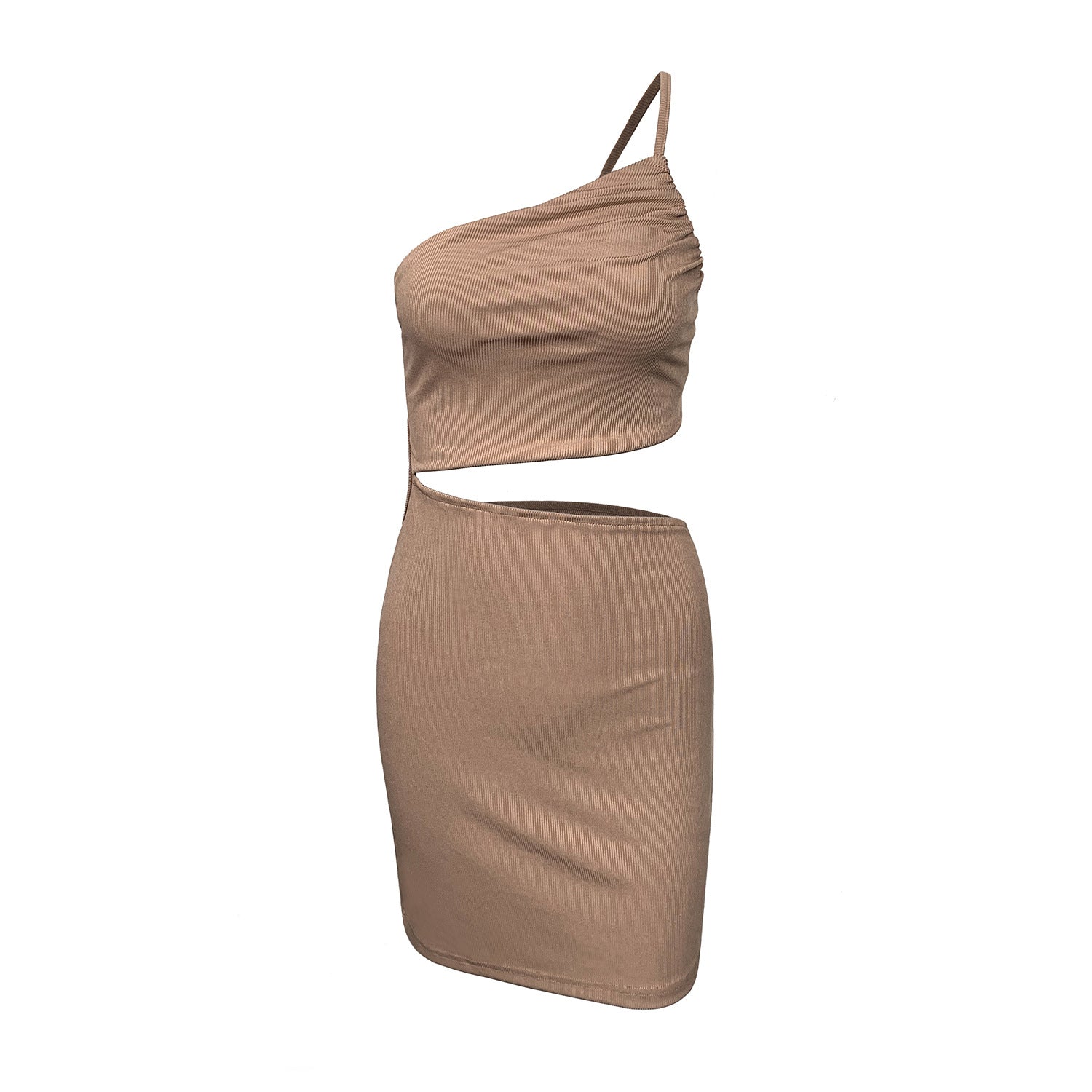 Robe femme avec cordon de serrage, style créateur, coupe ajustée, épaules dénudées