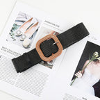 Ceinture en paille tressée en coton et lin pour femme