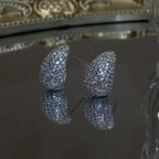 Boucles d'oreilles pendantes dôme épaisses et vintage en acier inoxydable brillant incrusté de zircon pour femmes