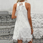 Robe de poupée blanche dos nu sans manches pour femme
