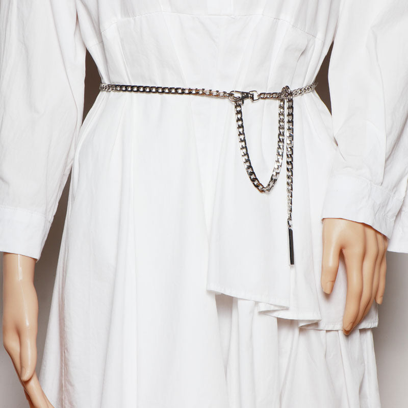 Jupe décorative de style coréen avec ceinture en métal doré