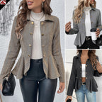 Blazer croisé femme slim à revers et volants