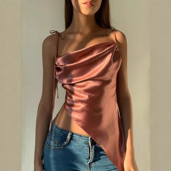 Haut caraco nuisette en satin pour femme à porter en extérieur Main Image