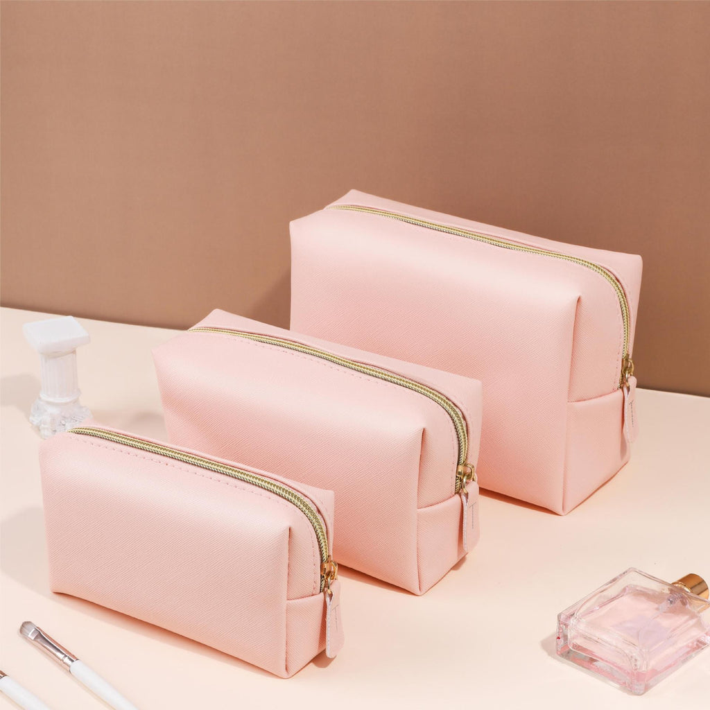 Trousse de Maquillage Minimaliste Portable Grande Capacité de Couleur Unie