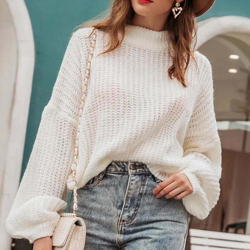 Pull femme polyvalent ample Col rond