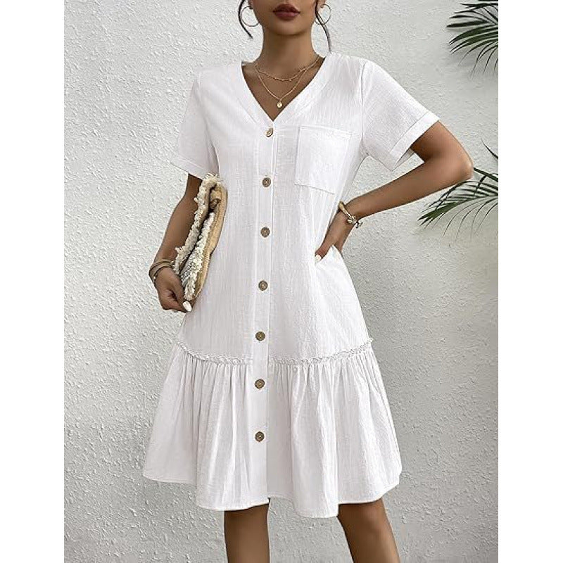 Robe d'été ample en coton et lin pour femme