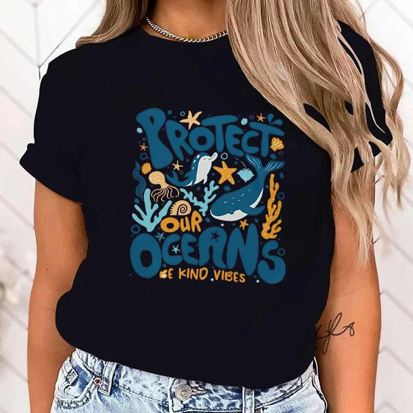T-shirt Premium Chaud Protégez l'océan Imprimé