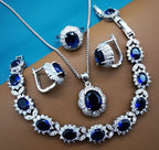 Parures de Bijoux de Mariage pour Femme en Argent 925, Zircon cubique bleu