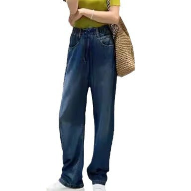 Jeans taille haute élastiqués pour femme