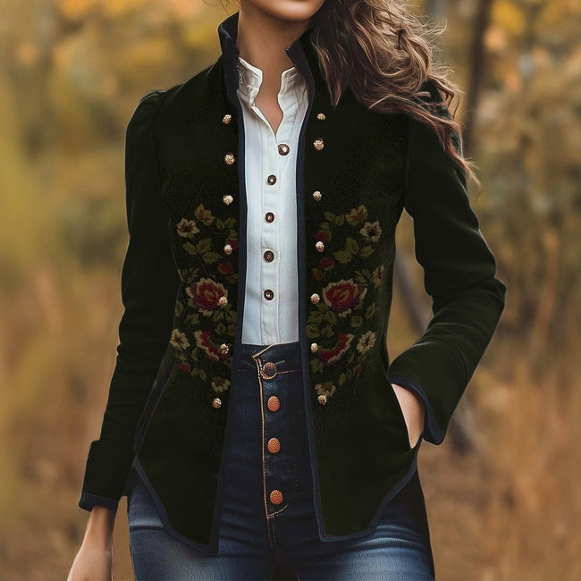 Blazer élégant brodé floral pour femmes Hover Image