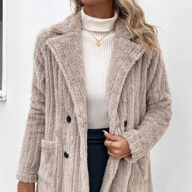 Cardigan douillet double face à revers, haut décontracté Main Image