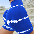 Shorts de yoga taille haute tie-dye pour femmes