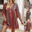 Robe bohème imprimée col en V, style décontracté pour femme