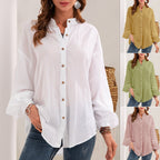 New Style Long-sleeved Shirt Cotton Linen Shirt Cardigan Women