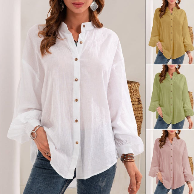 Nouveau Style Chemise à Manches Longues Coton Lin Cardigan Femme Main Image