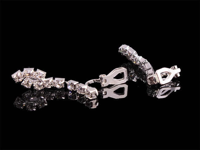 Ensemble de 4 pièces de collier, boucles d'oreilles, bague et bracelet, bijoux de mode pour femmes, avec strass Main Image
