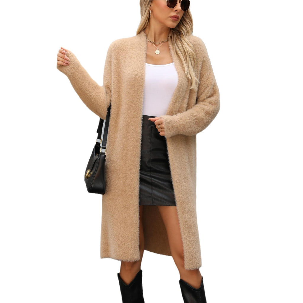 Manteau pull décontracté mi-long ample pour femme