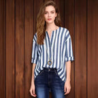 Chemisier classique rayé polyvalent pour femme