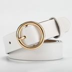 La nouvelle ceinture rétro en cuir pur pour femme, ceinture en cuir à boucle ronde, ceinture fine pour femme.