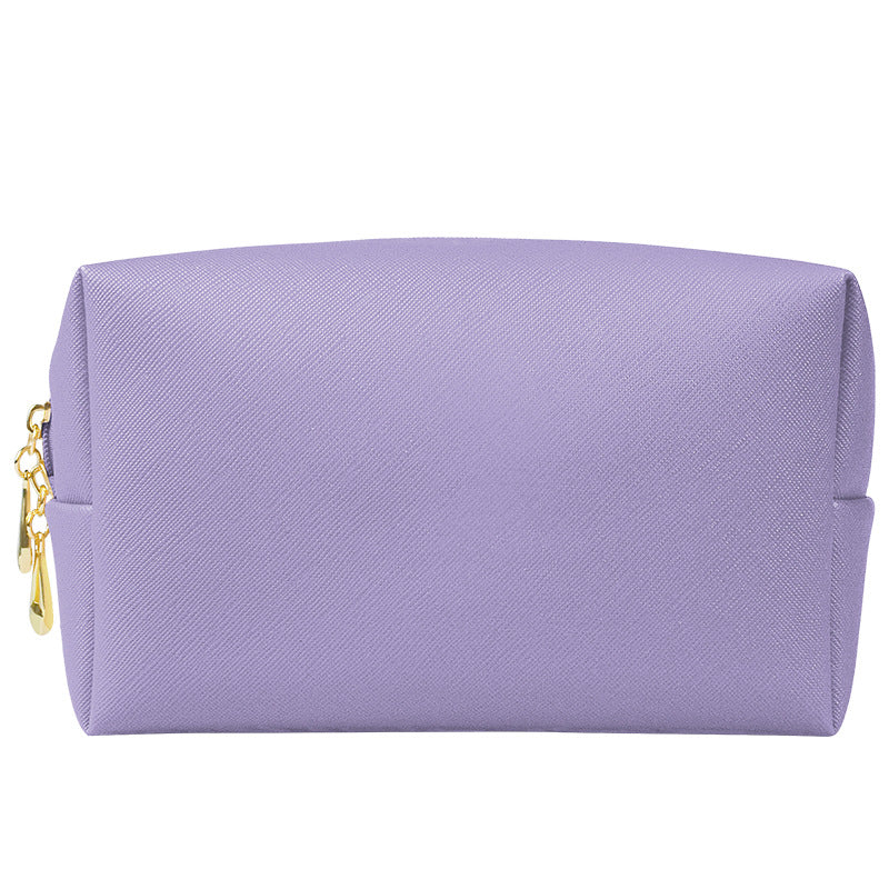 Trousse de Maquillage Octogonale Carrée en Cuir PU, Design Simple