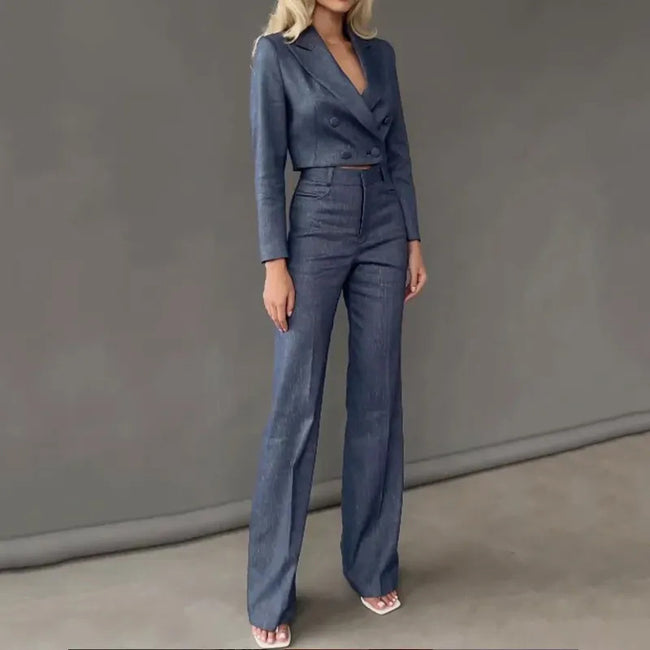 Ensemble simple haut de costume couleur unie Hover Image