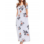 Robe longue à manches courtes imprimé fleurs multicolores