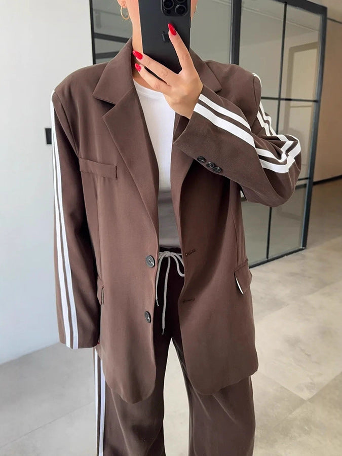 Womens Two-piece Suit Long-sleeve Jacket And Trousers Set