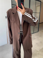 Womens Two-piece Suit Long-sleeve Jacket And Trousers Set