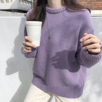 Pull uni à col rond pour femme