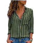 Fashion Multicolor Striped Long-Sleeved Shirt Women