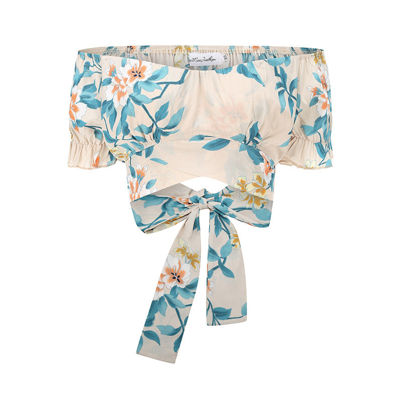 Chemisier à manches courtes avec imprimé col mode, coupe ajustée, haut bustier sexy pour femme