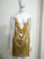Robe Métallisée à Paillettes et Strass Femme