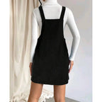Robe salopette ample en velours côtelé sans manches pour le printemps