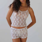 Lace Sexy Lingerie Suit Sexy Mesh Camisole Sheer Cutout Short Skirt Two-piece Set