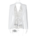 Sexy White Backless Blazer