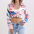 Blazer court color block femme