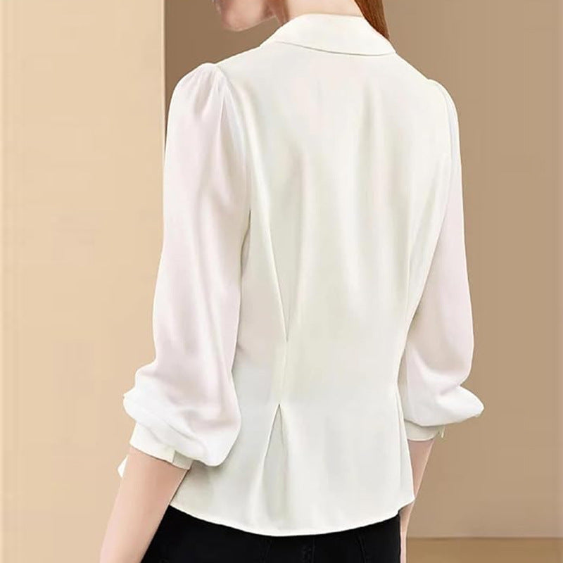 Chemise cardigan de couleur unie pour femme, collection automne