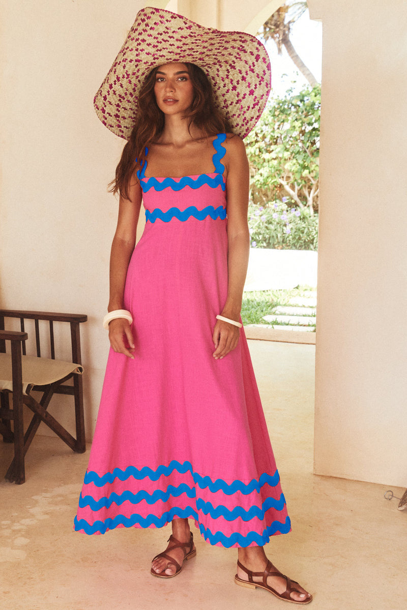 Nouvelle robe longue à bretelles imprimée Printemps-Été pour femmes