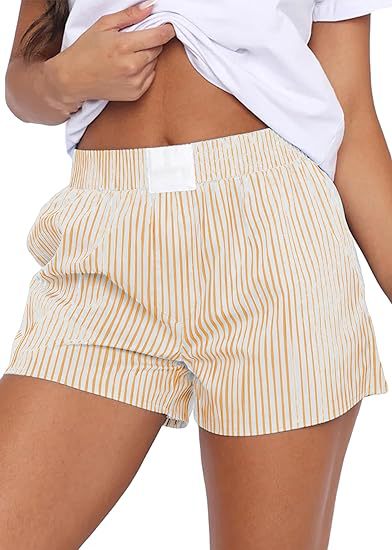 Short en vrac confortable rayé avec poches pour femmes