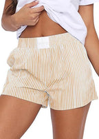 Short en vrac confortable rayé avec poches pour femmes
