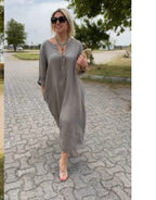 Robe simple décontractée de couleur unie pour femme