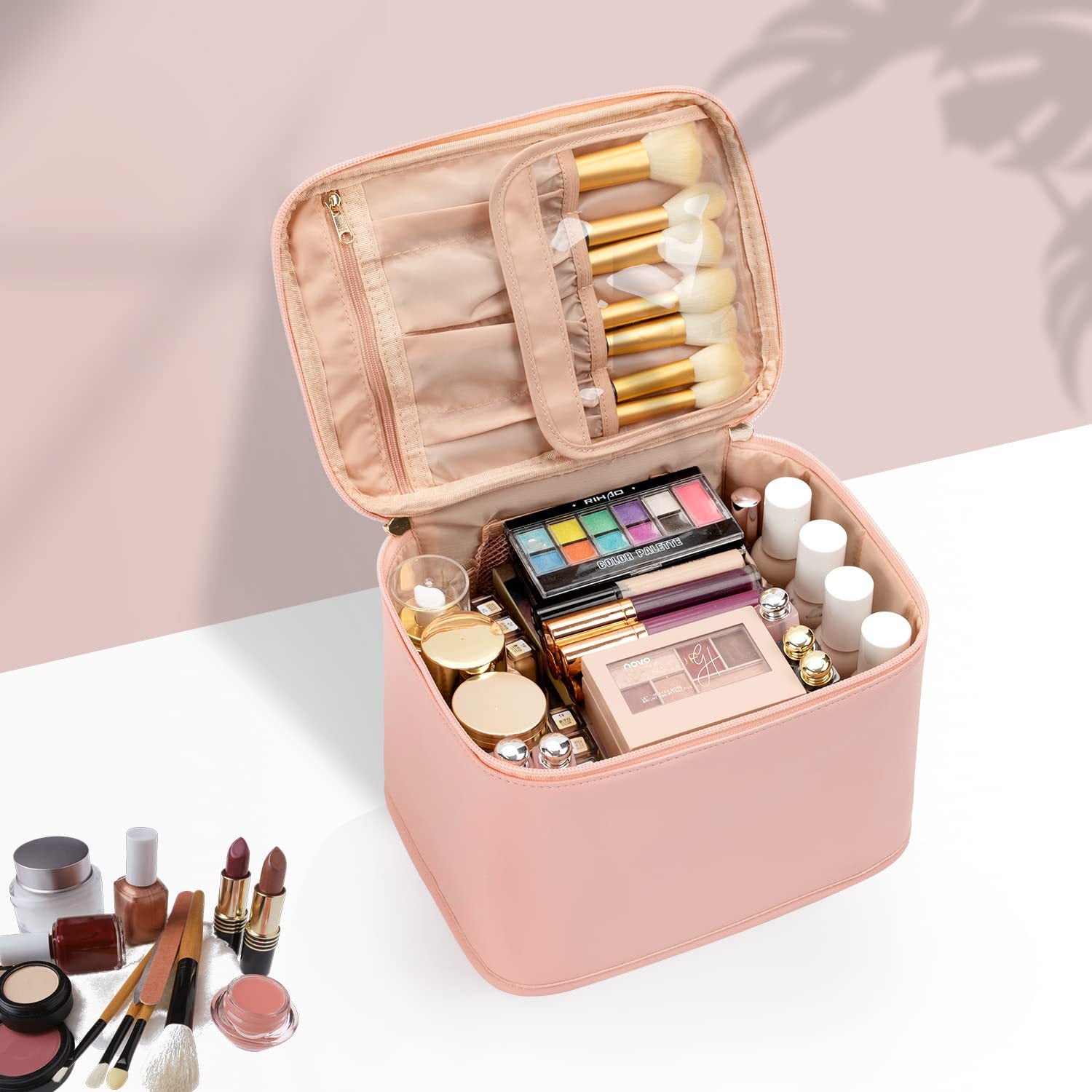 Trousse de Maquillage Portable, Grande Trousse de Toilette, Rangement de Haute Qualité