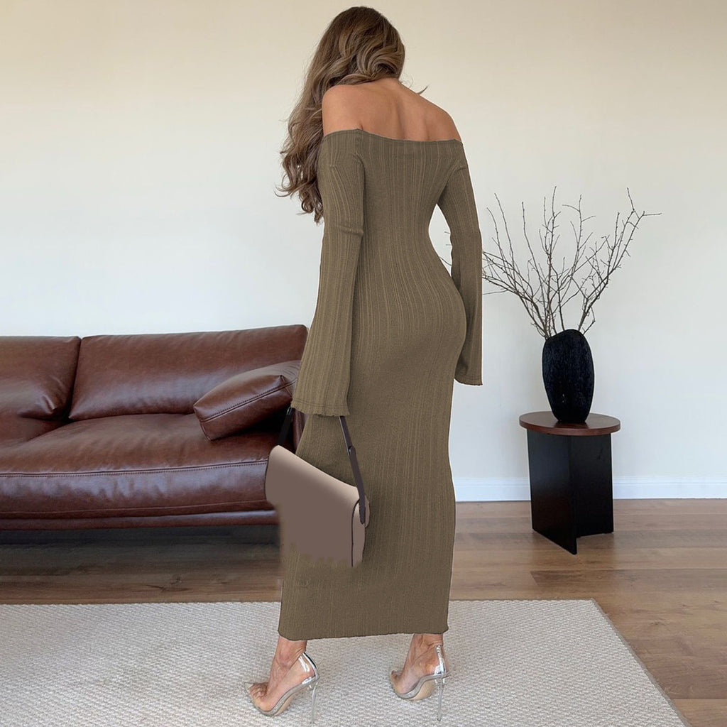 Robe unie asymétrique pour femme