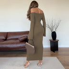 Robe unie asymétrique pour femme