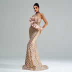 Robe de soirée sirène à licou et sequins