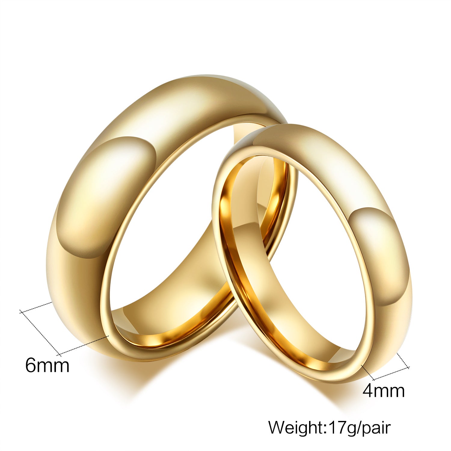 Bagues de couple en acier tungstène cercle uni brillant pour hommes et femmes