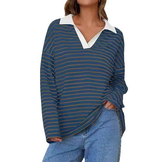 Sweat-shirt décontracté à manches longues avec broderie assortie à l'encolure