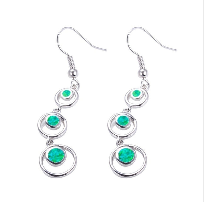 Boucles d'oreilles HAIMIS en opale de feu bleue, grande vente, pour femmes, bijoux fantaisie - Cœur, boîte cadeau offerte Main Image
